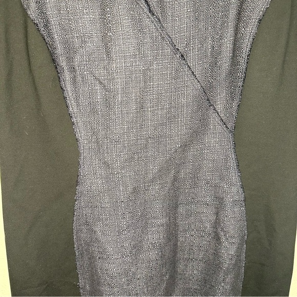 NWT ELIE TAHARI Patchwork Textured Colorblock Black & Grey Zipped MIDI Dress 16 - Picture 4 of 14